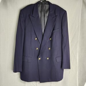 Burberrys Navy Blue Blazer Sport Coat Double Breasted Gold Buttons Burberry